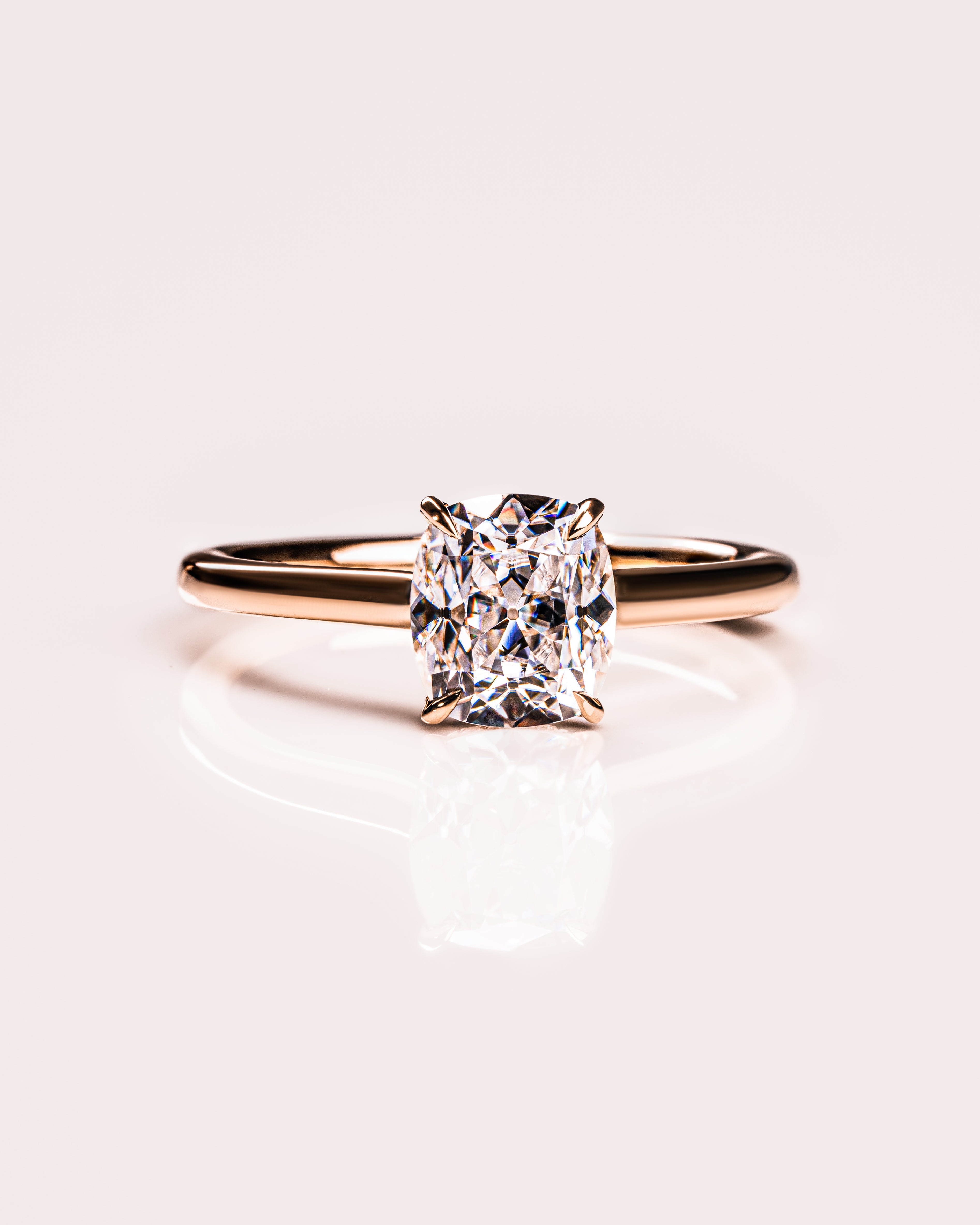 0.96 CT Cushion Solitaire Hidden Halo Moissanite Engagement Ring - Barbara Maison 