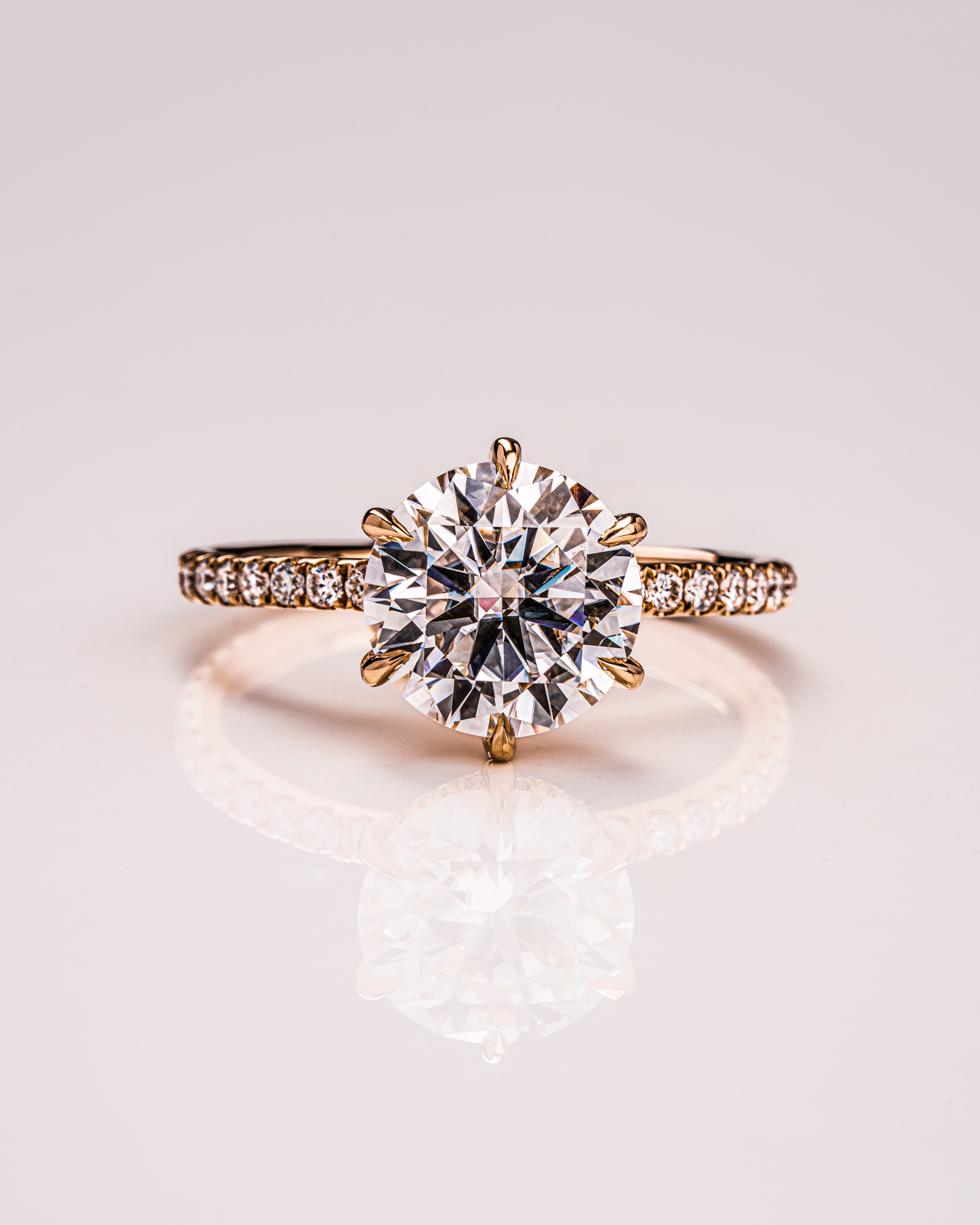 2.75 CT Round Cut Solitaire Hidden Halo/Pave Setting Moissanite Engagement Ring - Barbara Maison 