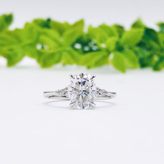 1.91 CT Oval Cut Cluster Moissanite Engagement Ring - Barbara Maison 