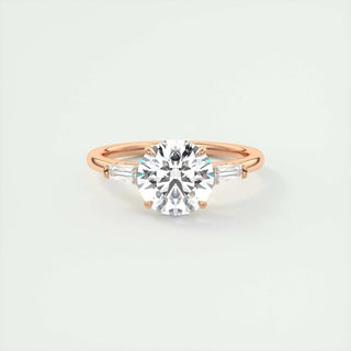 2 CT Round Three Stone CVD F/VS1 Diamond Engagement Ring - Barbara Maison 