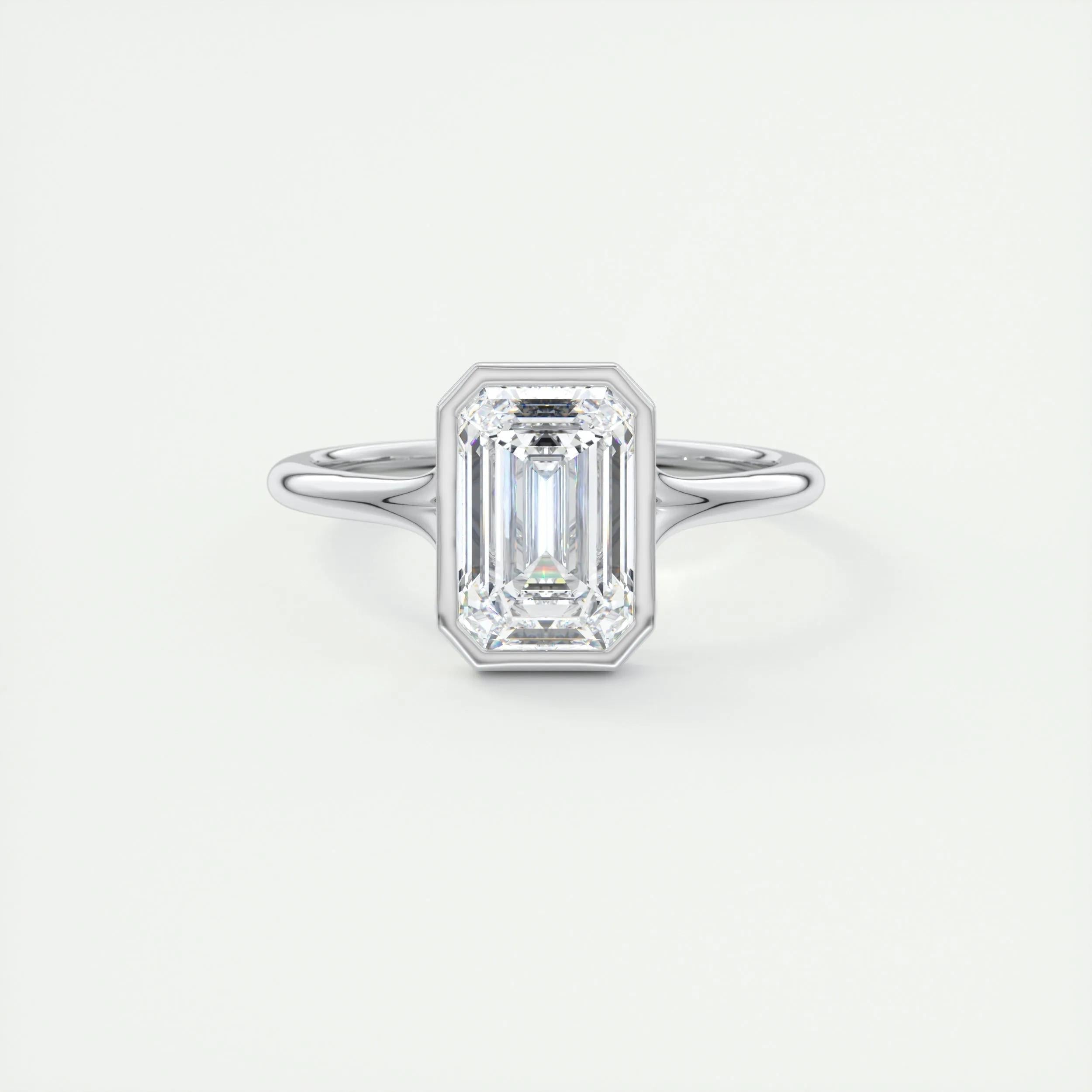 2 CT Emerald Bezel CVD F/VS1 Diamond Engagement Ring - Barbara Maison 