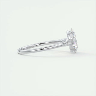 2 CT Oval Three Stone CVD F/VS1 Diamond Engagement Ring - Barbara Maison 