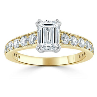 0.75 CT Emerald Cut Solitaire Moissanite Engagement Ring - Barbara Maison 