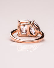 3.75 CT Emerald & Pear Cut Two Stone Moissanite Engagement Ring - Barbara Maison 