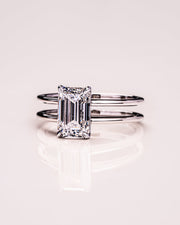 2.30 CT Emerald Cut Solitaire Moissanite Engagement Ring - Barbara Maison 
