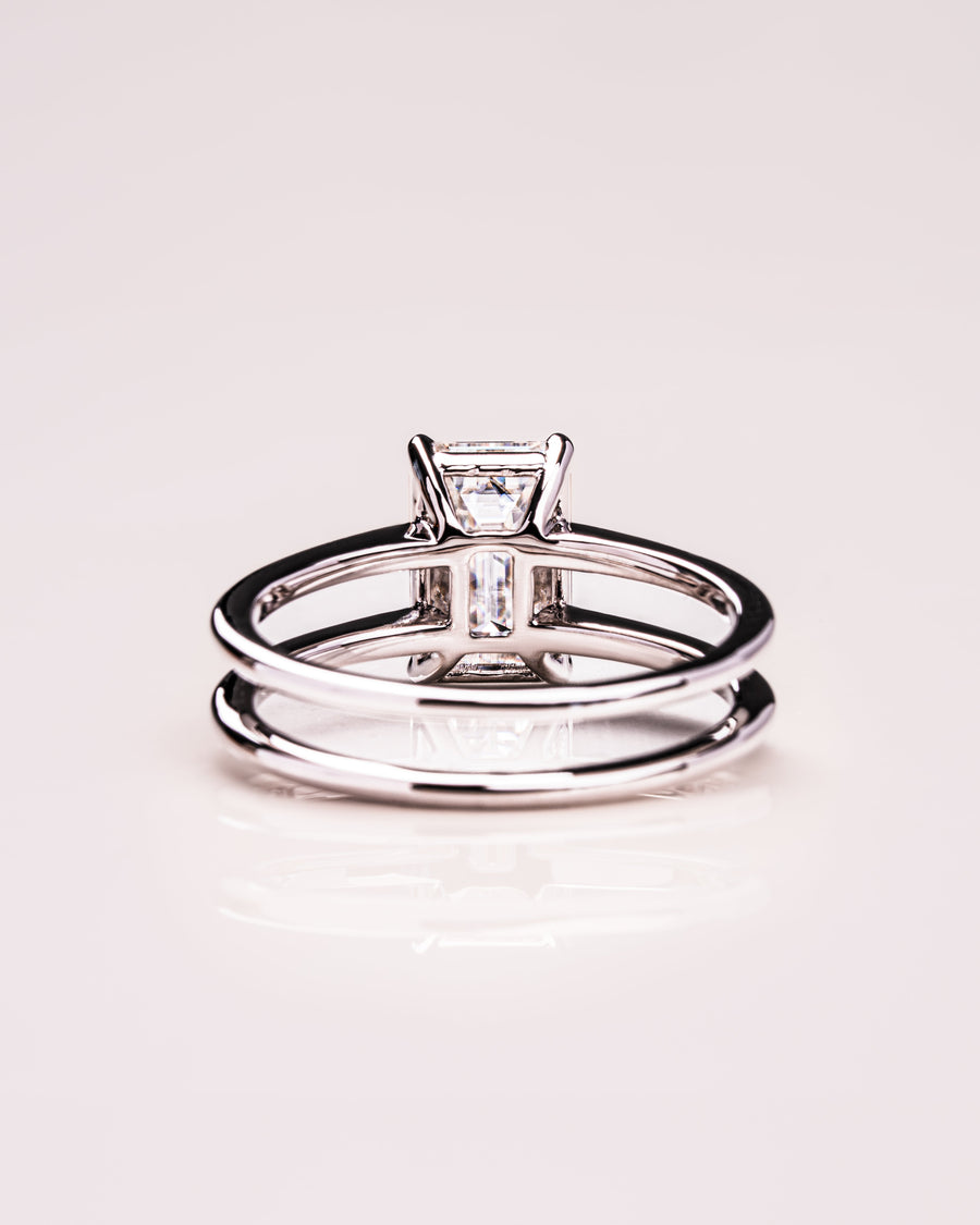 2.30 CT Emerald Cut Solitaire Moissanite Engagement Ring - Barbara Maison 