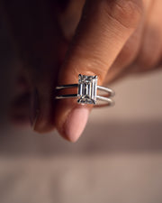 2.30 CT Emerald Cut Solitaire Moissanite Engagement Ring - Barbara Maison 