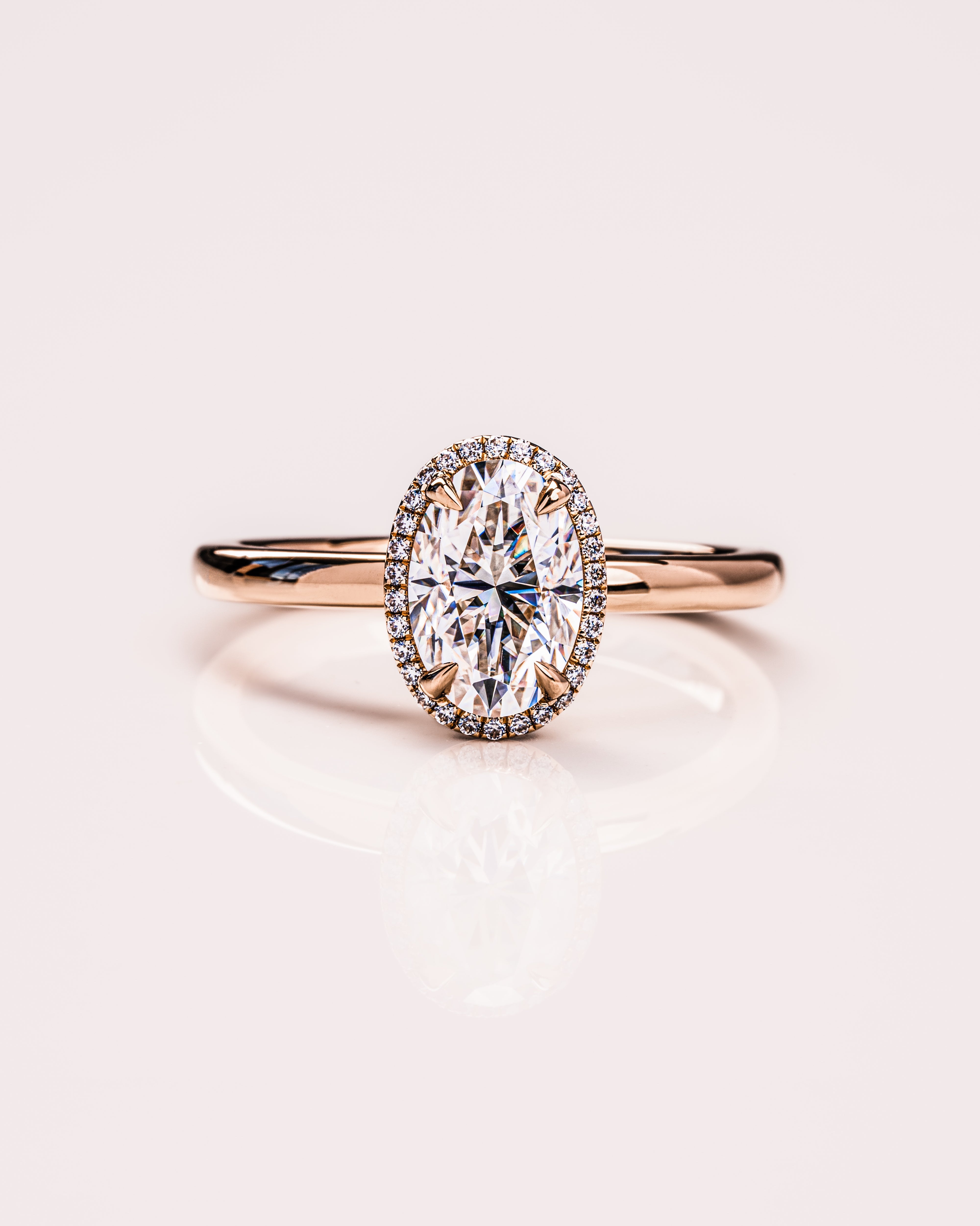 1.80 CT Oval Cut Halo Moissanite Engagement Ring - Barbara Maison 