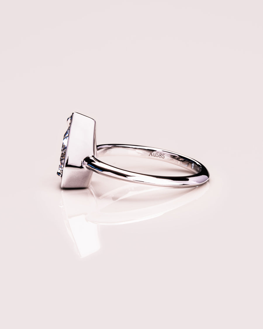 1.33 CT Pear Cut Bezel Solitaire Moissanite Engagement Ring - Barbara Maison 