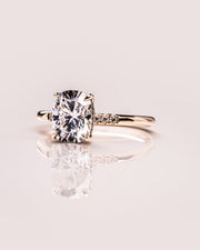 2.15 CT Cushion Cut Moissanite Solitaire Engagement Ring With Hidden Halo Setting - Barbara Maison 