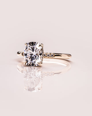 2.15 CT Cushion Cut Moissanite Solitaire Engagement Ring With Hidden Halo Setting - Barbara Maison 