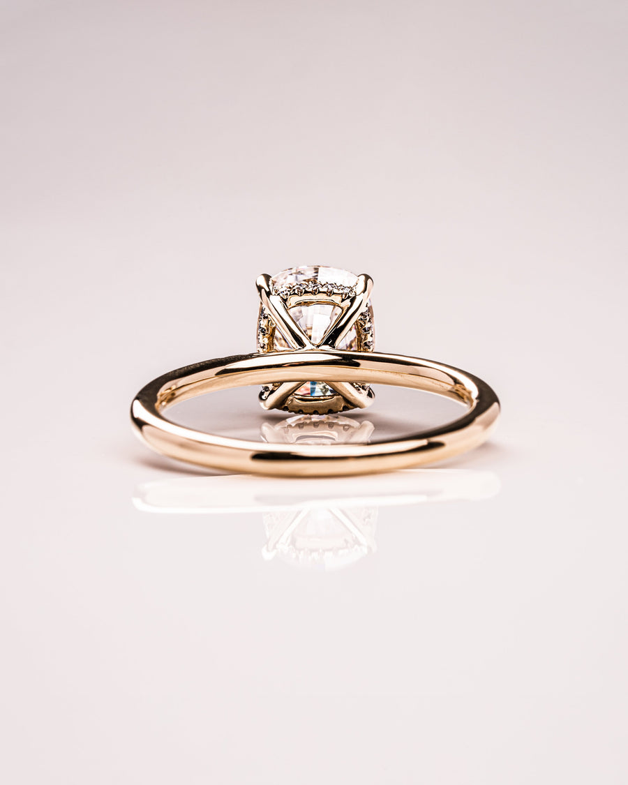 2.15 CT Cushion Cut Moissanite Solitaire Engagement Ring With Hidden Halo Setting - Barbara Maison 