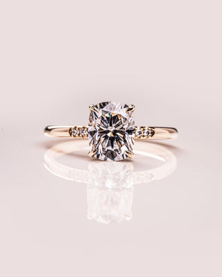 2.15 CT Cushion Cut Moissanite Solitaire Engagement Ring With Hidden Halo Setting - Barbara Maison 