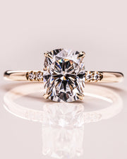 2.15 CT Cushion Cut Moissanite Solitaire Engagement Ring With Hidden Halo Setting - Barbara Maison 