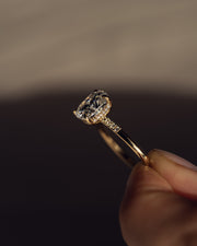 2.15 CT Cushion Cut Moissanite Solitaire Engagement Ring With Hidden Halo Setting - Barbara Maison 