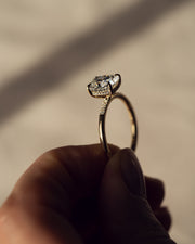 2.15 CT Cushion Cut Moissanite Solitaire Engagement Ring With Hidden Halo Setting - Barbara Maison 