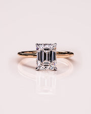2.3 CT Emerald Cut Solitaire Moissanite Engagement Ring - Barbara Maison 