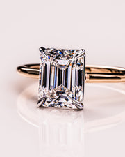 2.3 CT Emerald Cut Solitaire Moissanite Engagement Ring - Barbara Maison 