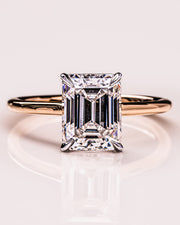2.3 CT Emerald Cut Solitaire Moissanite Engagement Ring - Barbara Maison 