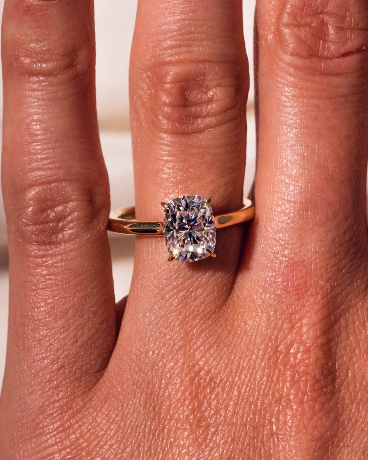 2.15 CT Cushion Cut Solitaire Moissanite Engagement Ring - Barbara Maison 