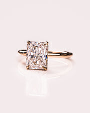 2.43 CT Radiant Cut Solitaire Moissanite Engagement Ring With Hidden Halo Setting - Barbara Maison 