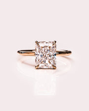 2.43 CT Radiant Cut Solitaire Moissanite Engagement Ring With Hidden Halo Setting - Barbara Maison 
