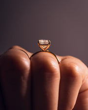 2.43 CT Radiant Cut Solitaire Moissanite Engagement Ring With Hidden Halo Setting - Barbara Maison 