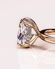 1.49 CT Cushion Cut Moissanite Solitaire Engagement Ring With Hidden Halo Setting - Barbara Maison 