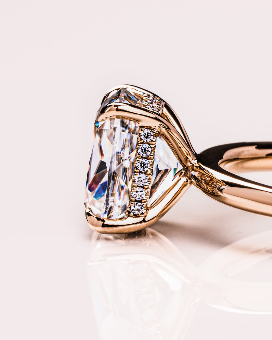 1.49 CT Cushion Cut Moissanite Solitaire Engagement Ring With Hidden Halo Setting - Barbara Maison 