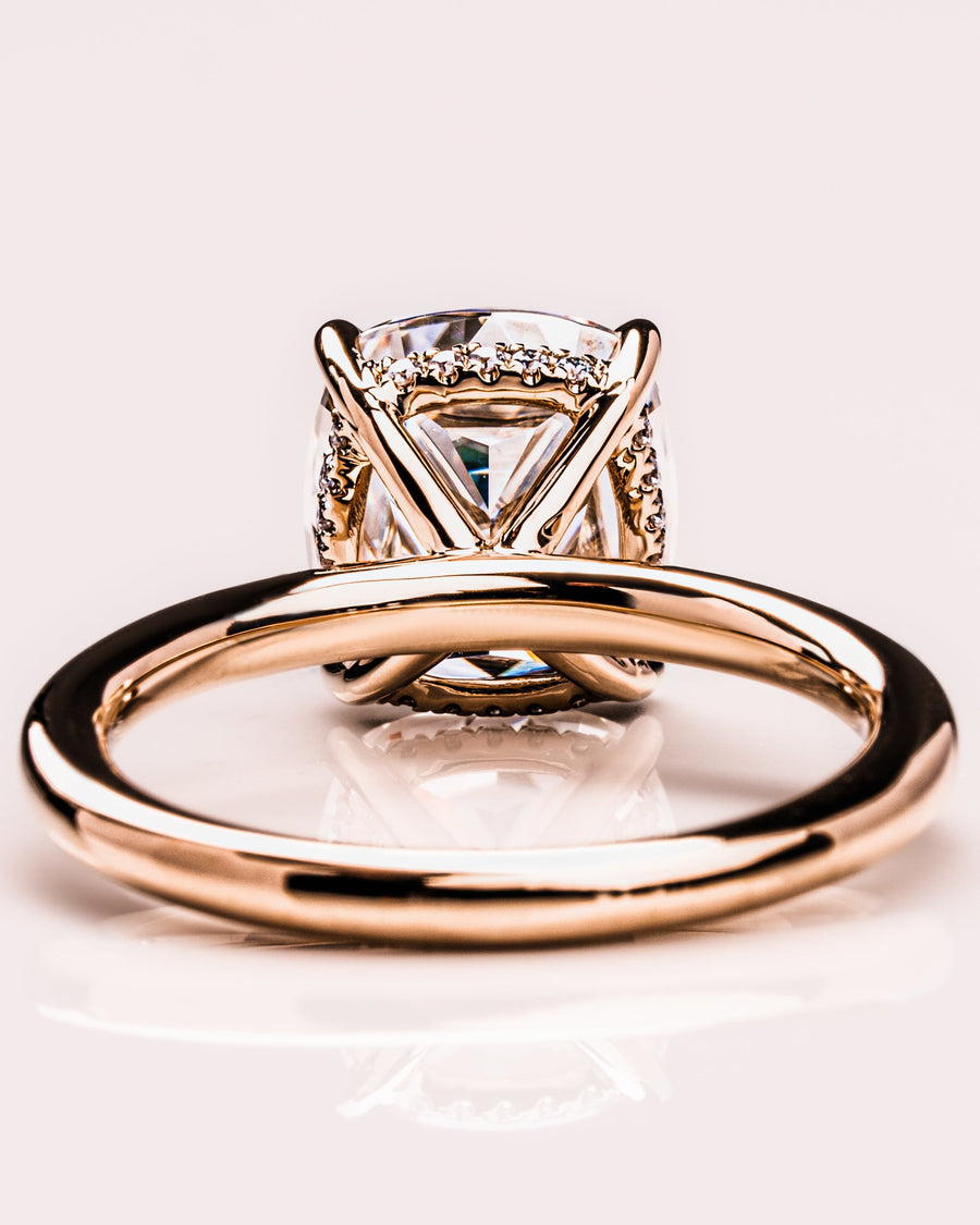 1.49 CT Cushion Cut Moissanite Solitaire Engagement Ring With Hidden Halo Setting - Barbara Maison 