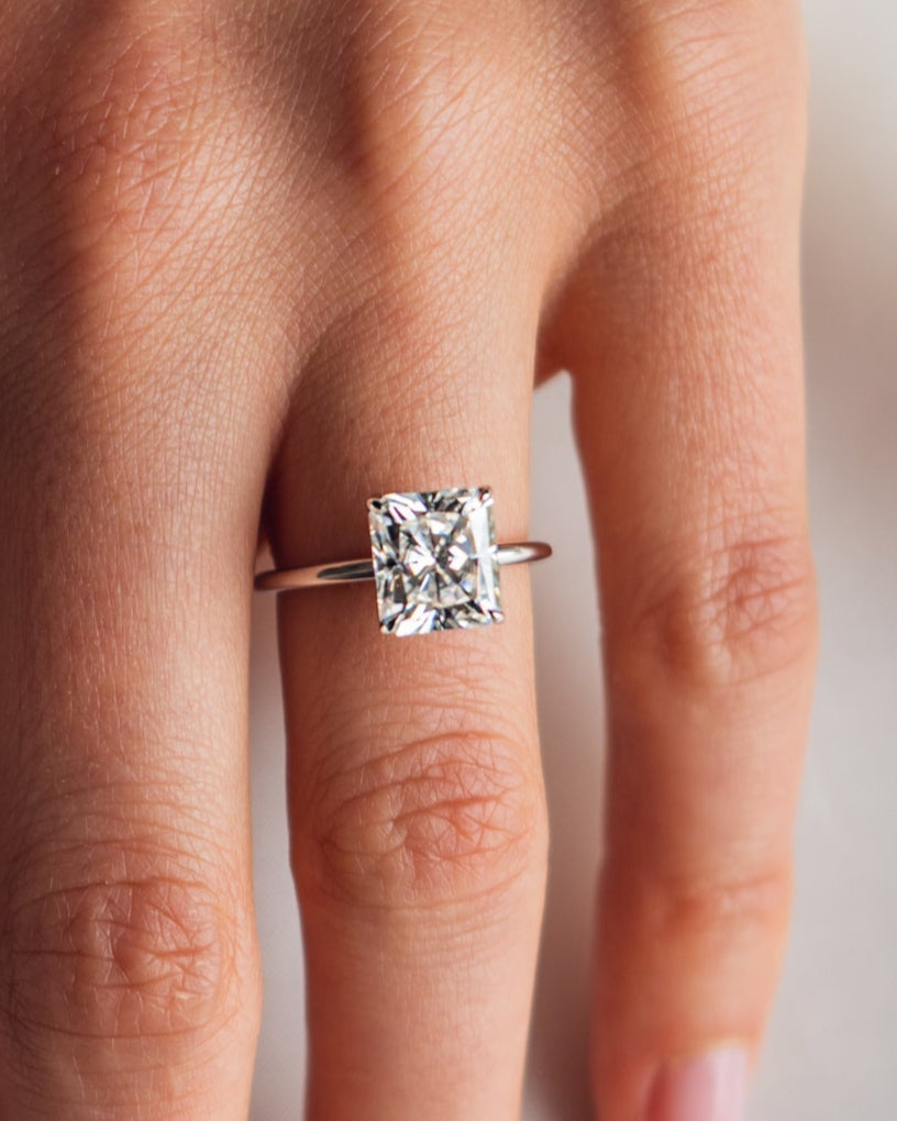 2.43 CT Radiant Cut Moissanite Solitaire Engagement Ring - Barbara Maison 