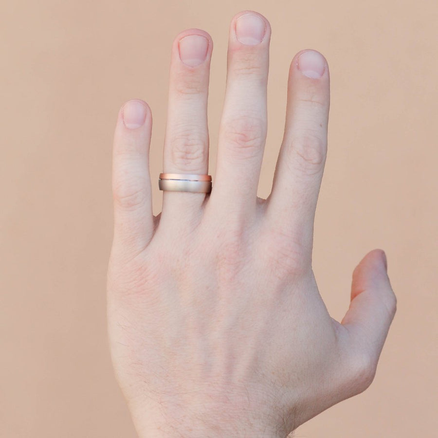 Satin-Finish Two Tone Regular Men's Band - Barbara Maison 