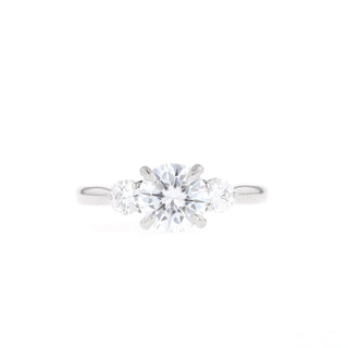 1.01 CT Round Cut 3 Stones Moissanite Engagement Ring - Barbara Maison 