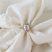 0.84-1.33 CT Oval Cut Cluster Halo Moissanite Engagement Ring - Barbara Maison 