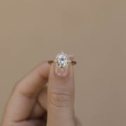 0.84-1.33 CT Oval Cut Cluster Halo Moissanite Engagement Ring - Barbara Maison 