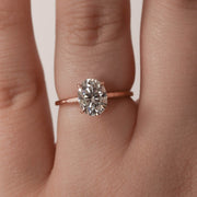 0.84-2.72 CT Oval Cut Solitaire Moissanite Engagement Ring - Barbara Maison 