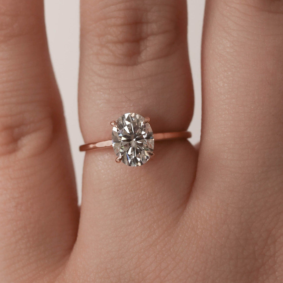 0.84-2.72 CT Oval Cut Solitaire Moissanite Engagement Ring - Barbara Maison 