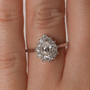 0.69 CT Pear Cut Halo Moissanite Engagement Ring - Barbara Maison 