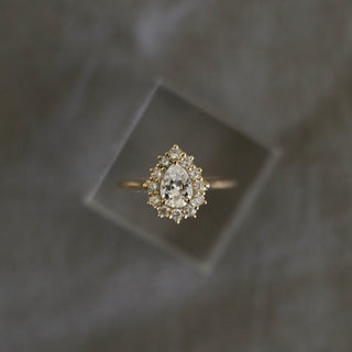 0.69 CT Pear Cut Halo Moissanite Engagement Ring - Barbara Maison 