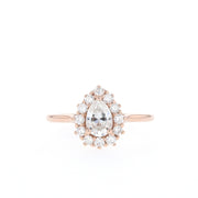 0.69 CT Pear Cut Halo Moissanite Engagement Ring - Barbara Maison 