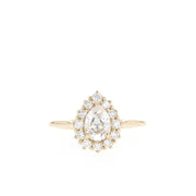 0.69 CT Pear Cut Halo Moissanite Engagement Ring - Barbara Maison 