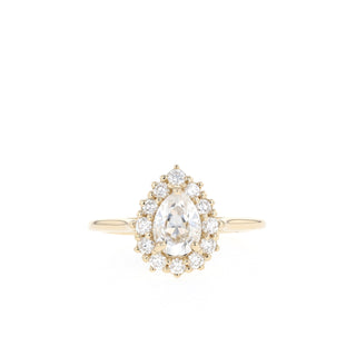 0.69 CT Pear Cut Halo Moissanite Engagement Ring - Barbara Maison 