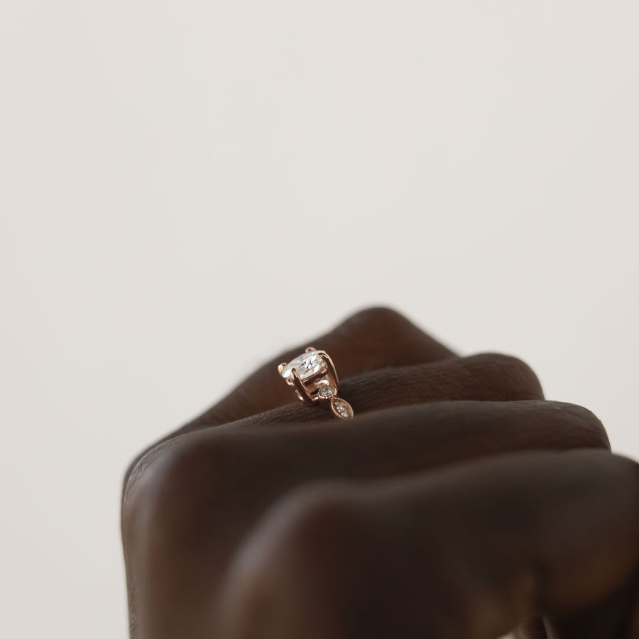 0.88 CT Round Solitaire Moissanite Engagement Ring - Barbara Maison 