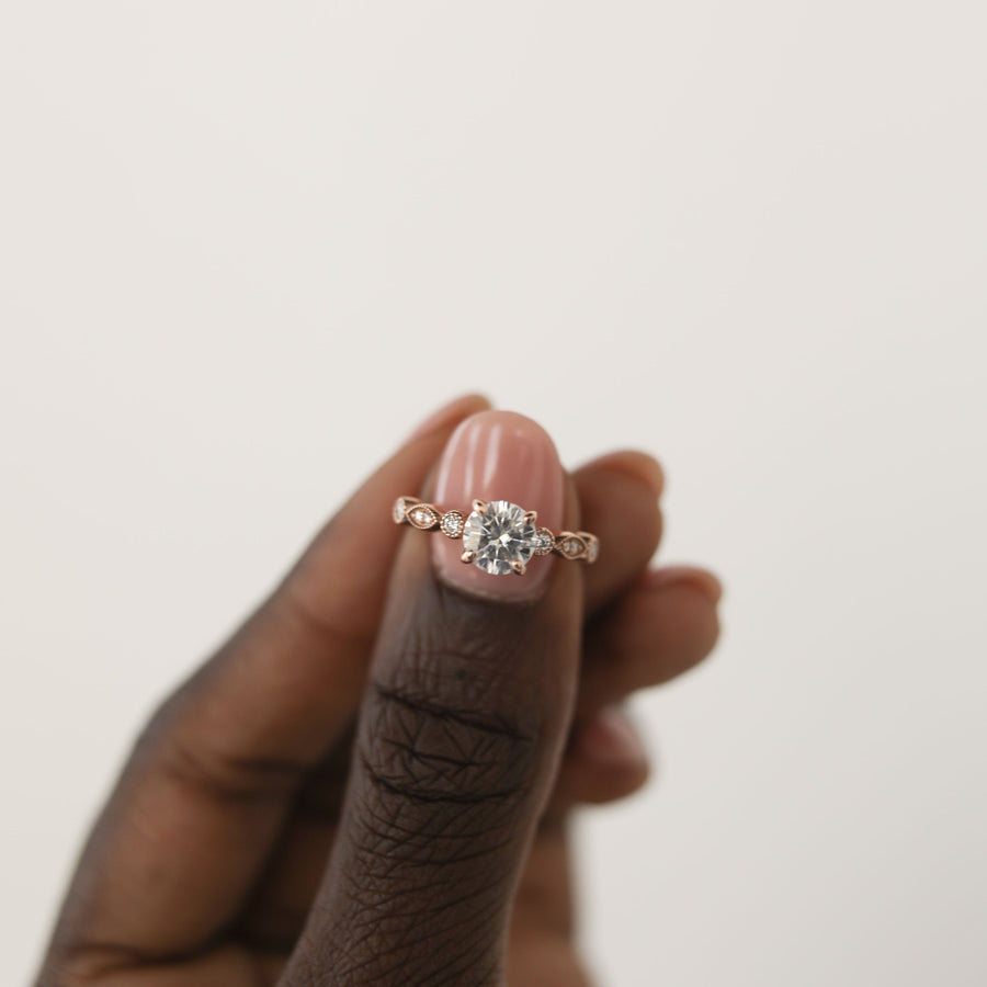 0.88 CT Round Solitaire Moissanite Engagement Ring - Barbara Maison 