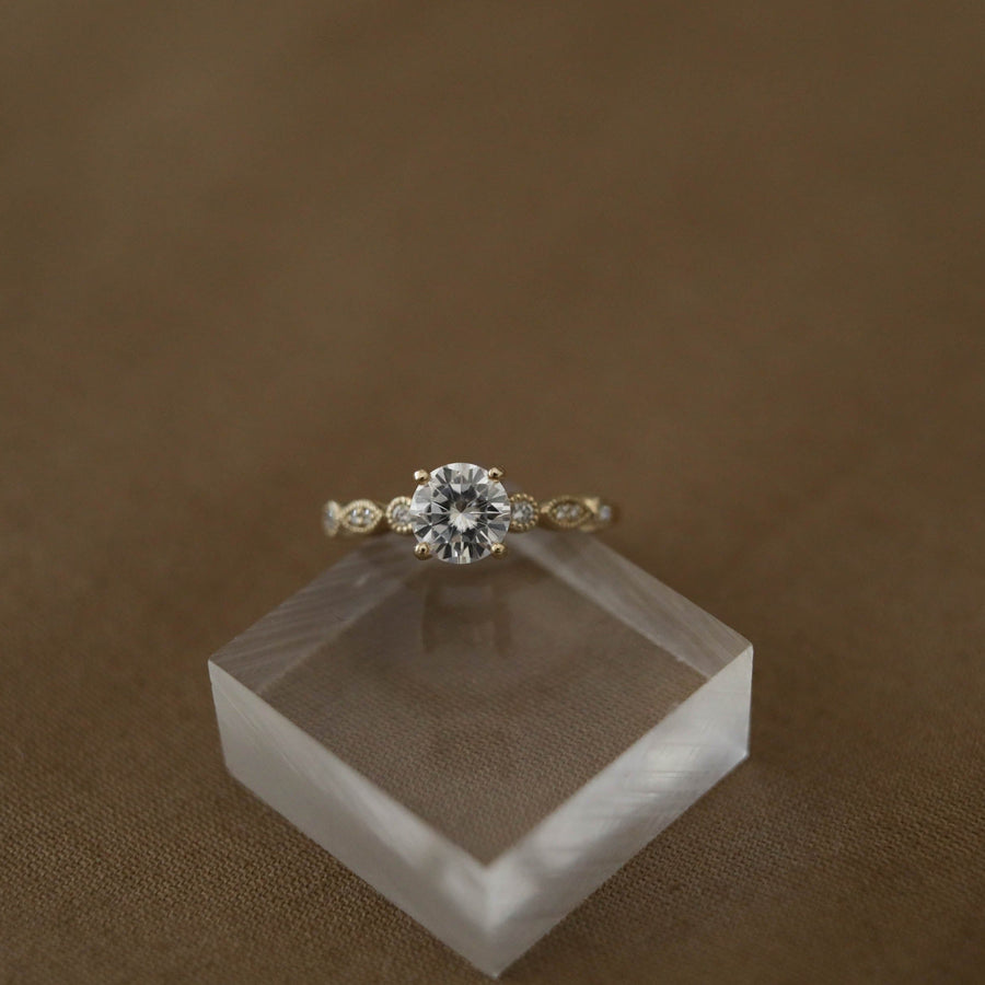 0.88 CT Round Solitaire Moissanite Engagement Ring - Barbara Maison 