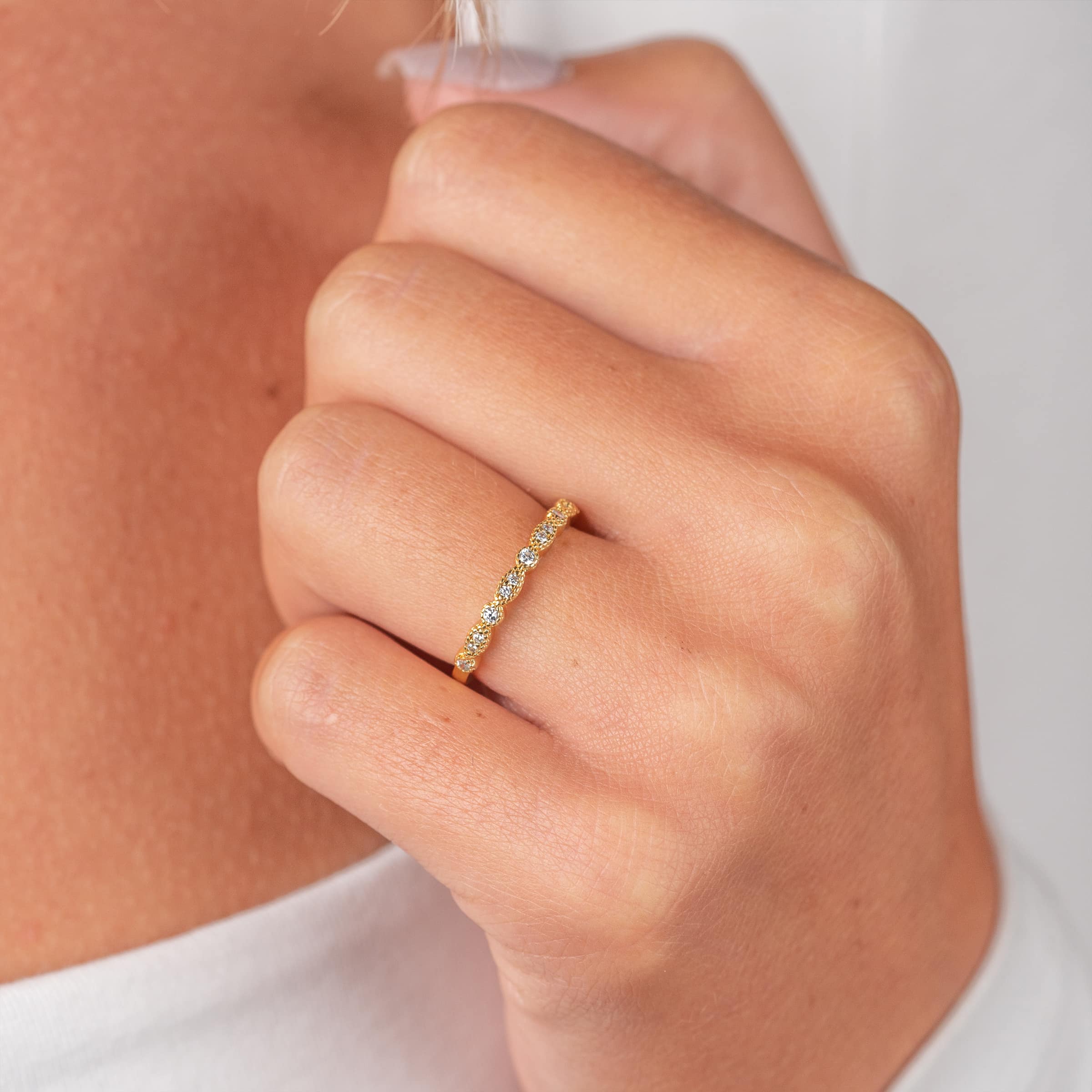 0.16 Milgrain Style Moissanite Wedding Band