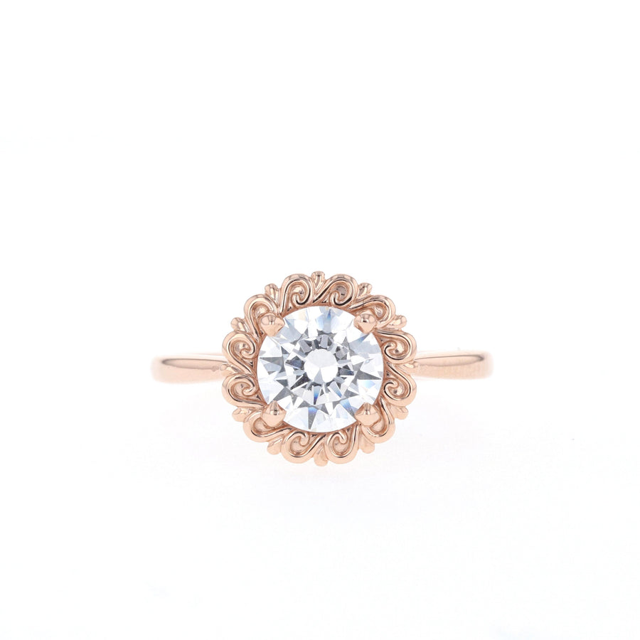 1.1 CT Round Cut Solitaire Moissanite Engagement Ring - Barbara Maison 