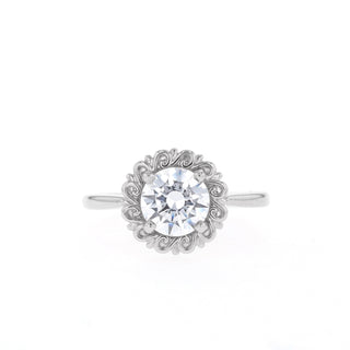 1.1 CT Round Cut Solitaire Moissanite Engagement Ring - Barbara Maison 