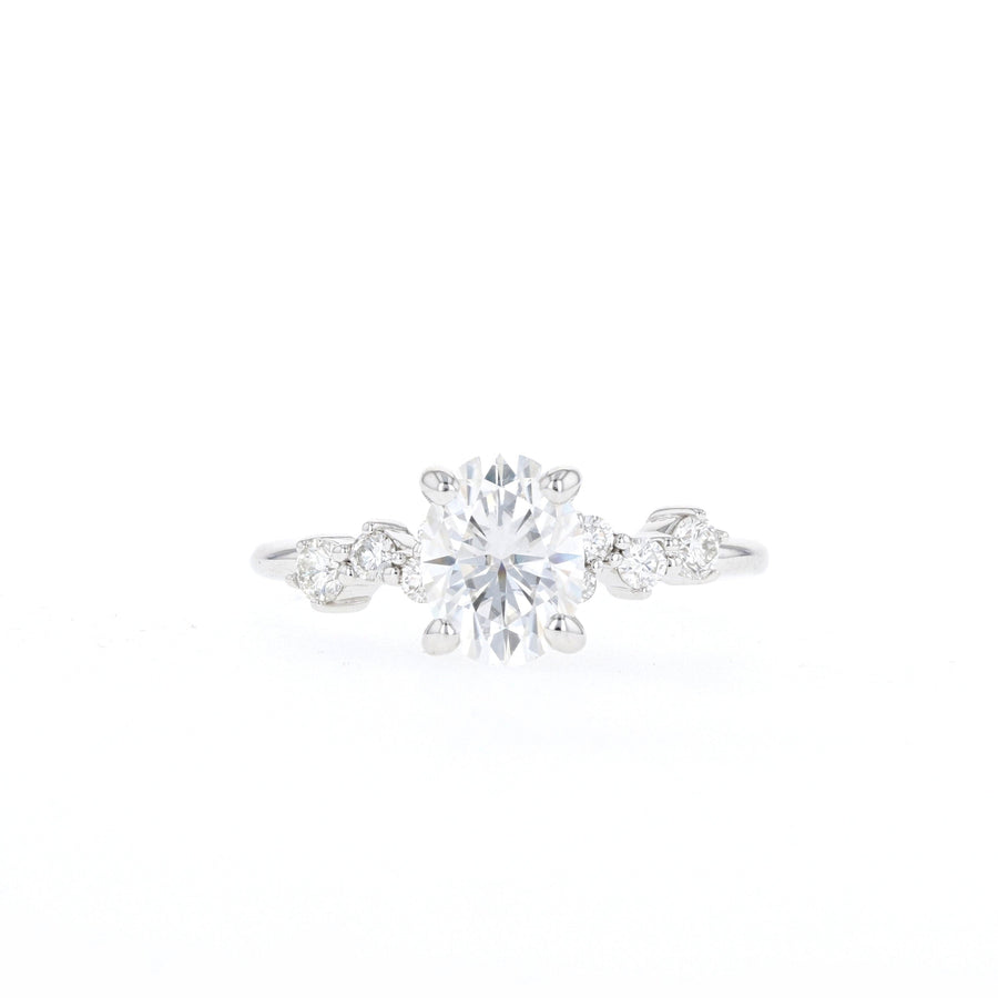 0.84-1.91 CT Oval Cut Solitaire Moissanite Engagement Ring - Barbara Maison 