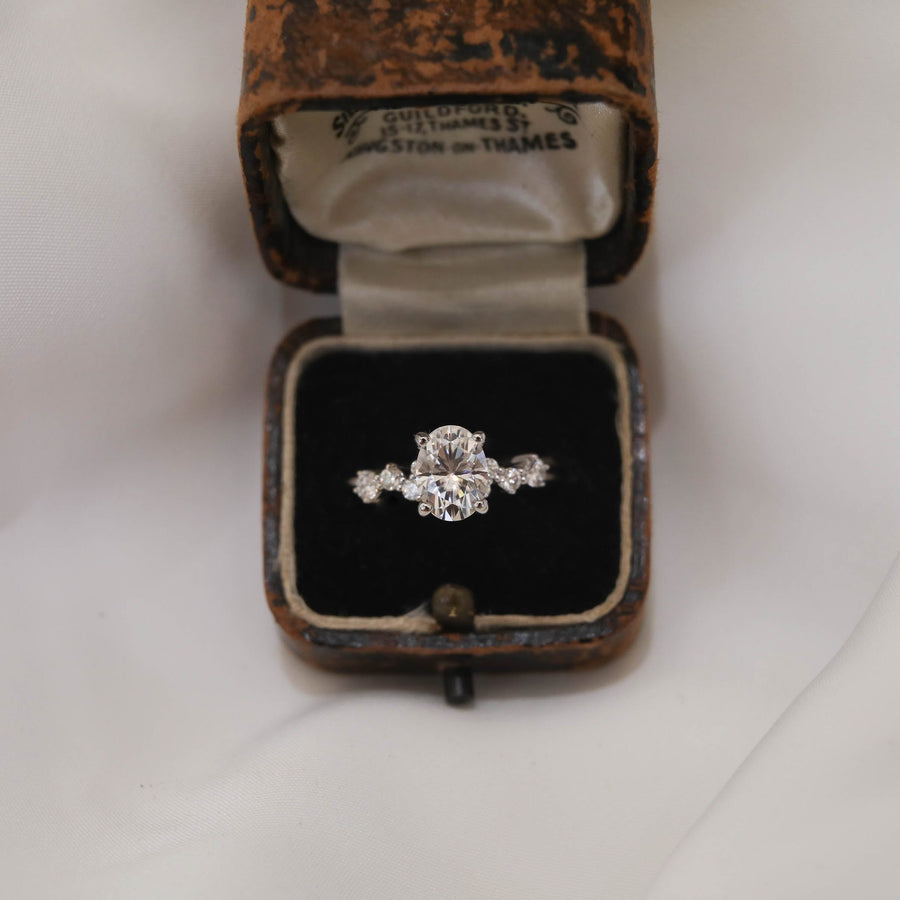 0.84-1.91 CT Oval Cut Solitaire Moissanite Engagement Ring - Barbara Maison 